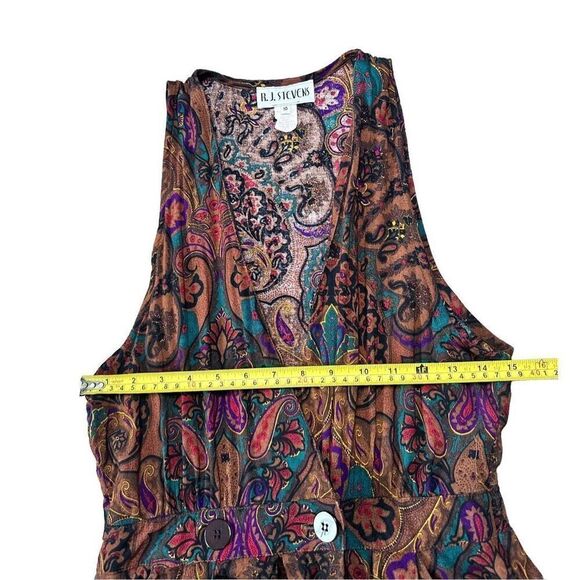 Vintage R.J. Stevens Dress 10 Paisley Boho Hippie Romantic Folkcore Festival - Picture 5 of 10